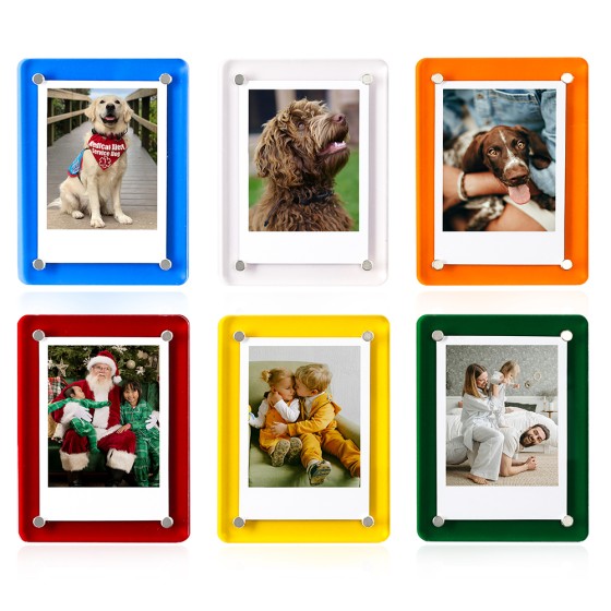 4x6 Picture Frames, Acrylic Fridge Magnetic Photo Frames Transparency Double Sided Picture Display for Refrigerator/Locker/Wall, Colorful 6 Pack